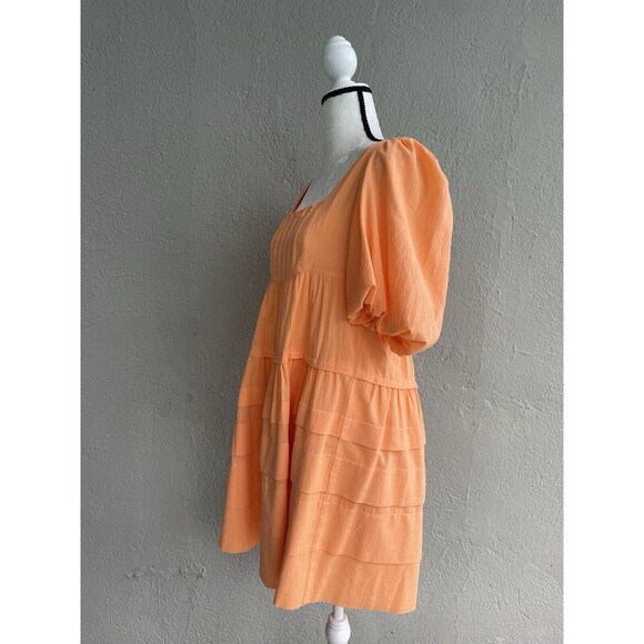 ANTHROPOLOGIE Square-Neck Puff-Sleeve Tiered Dress Women's Size Small - Picture 3 of 8